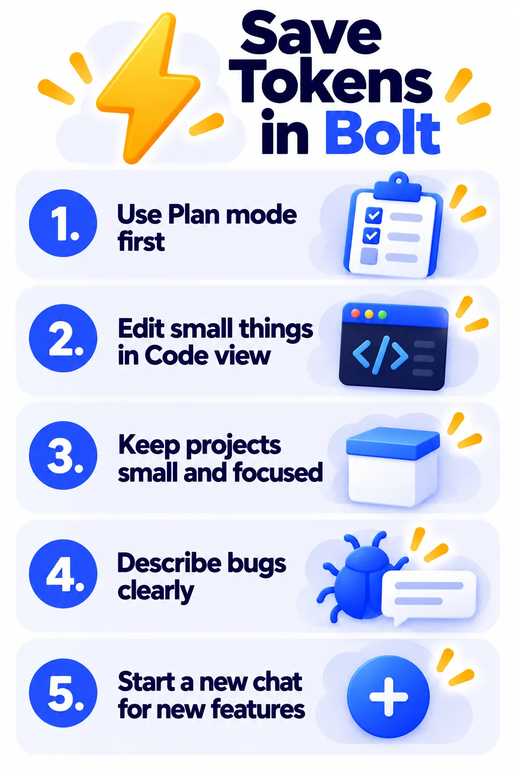 Tips to save tokens when building apps in Bolt