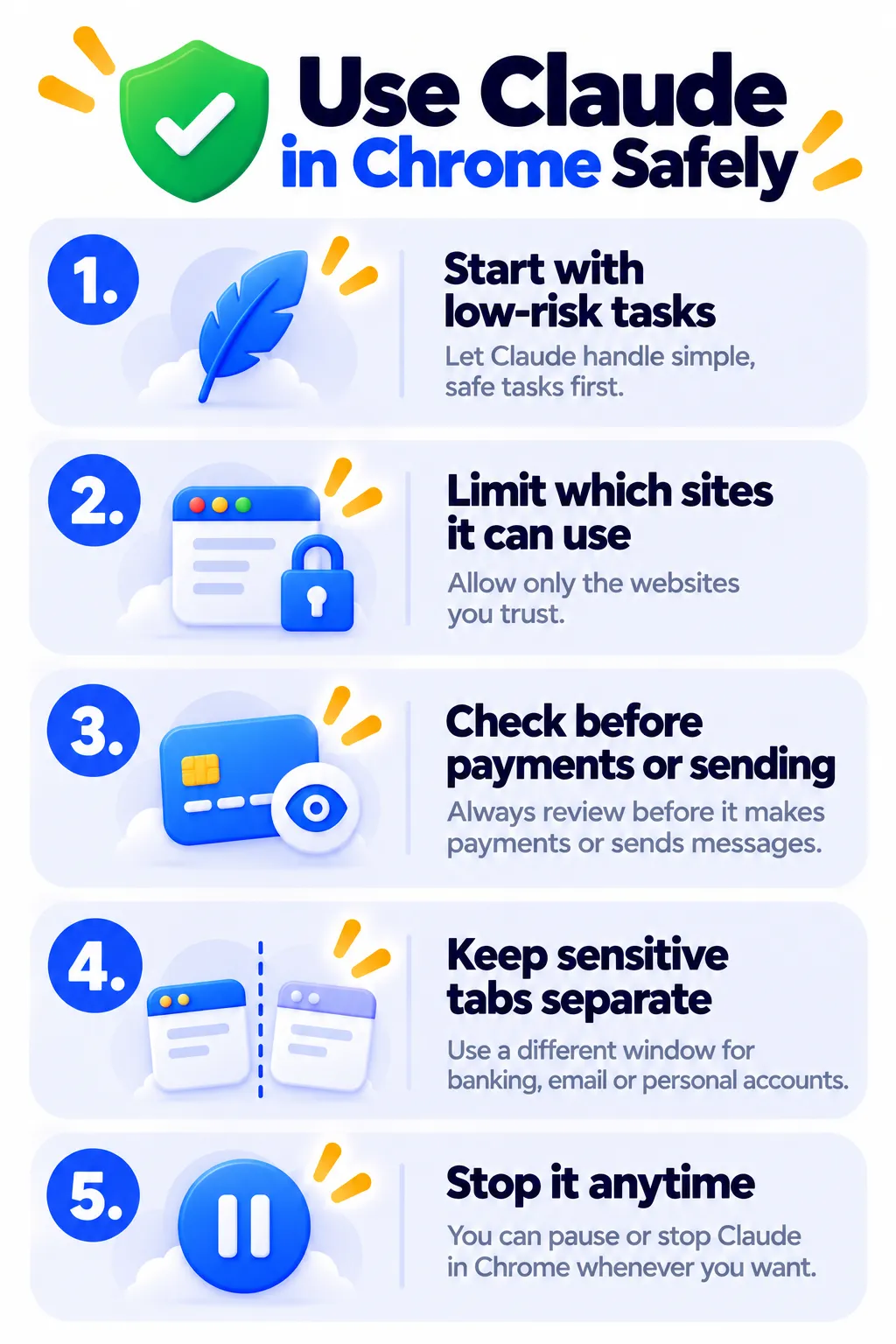 Safety tips for using Claude in Chrome