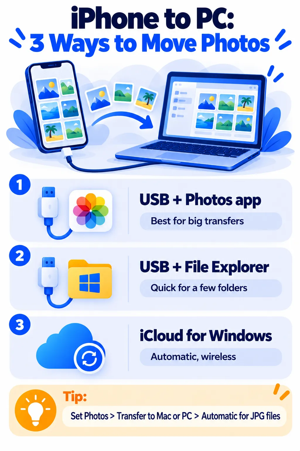 Three ways to transfer photos from iPhone to a Windows PC