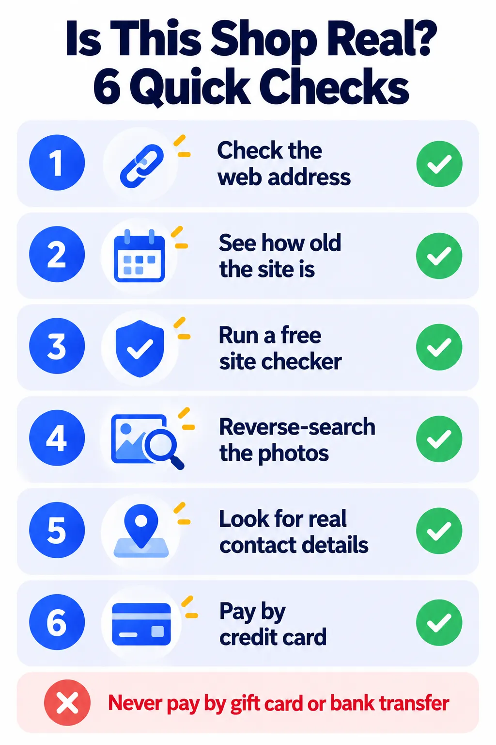 Six quick checks to tell if an online shop is real
