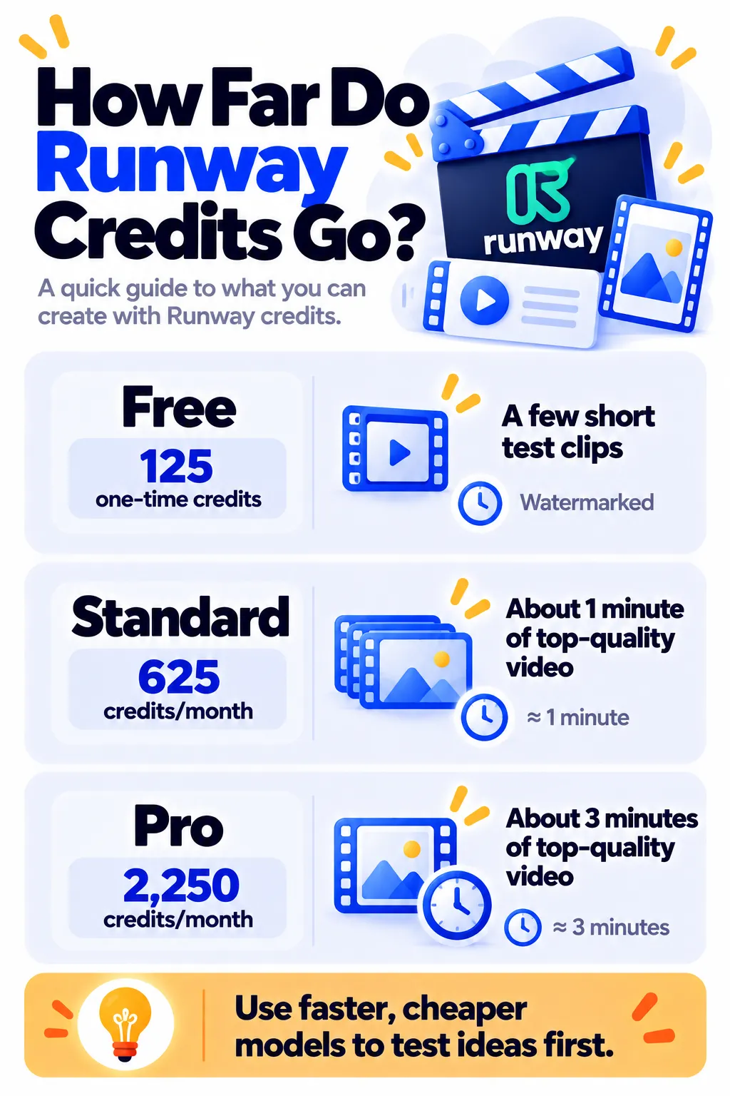 How much AI video Runway credits buy on each plan