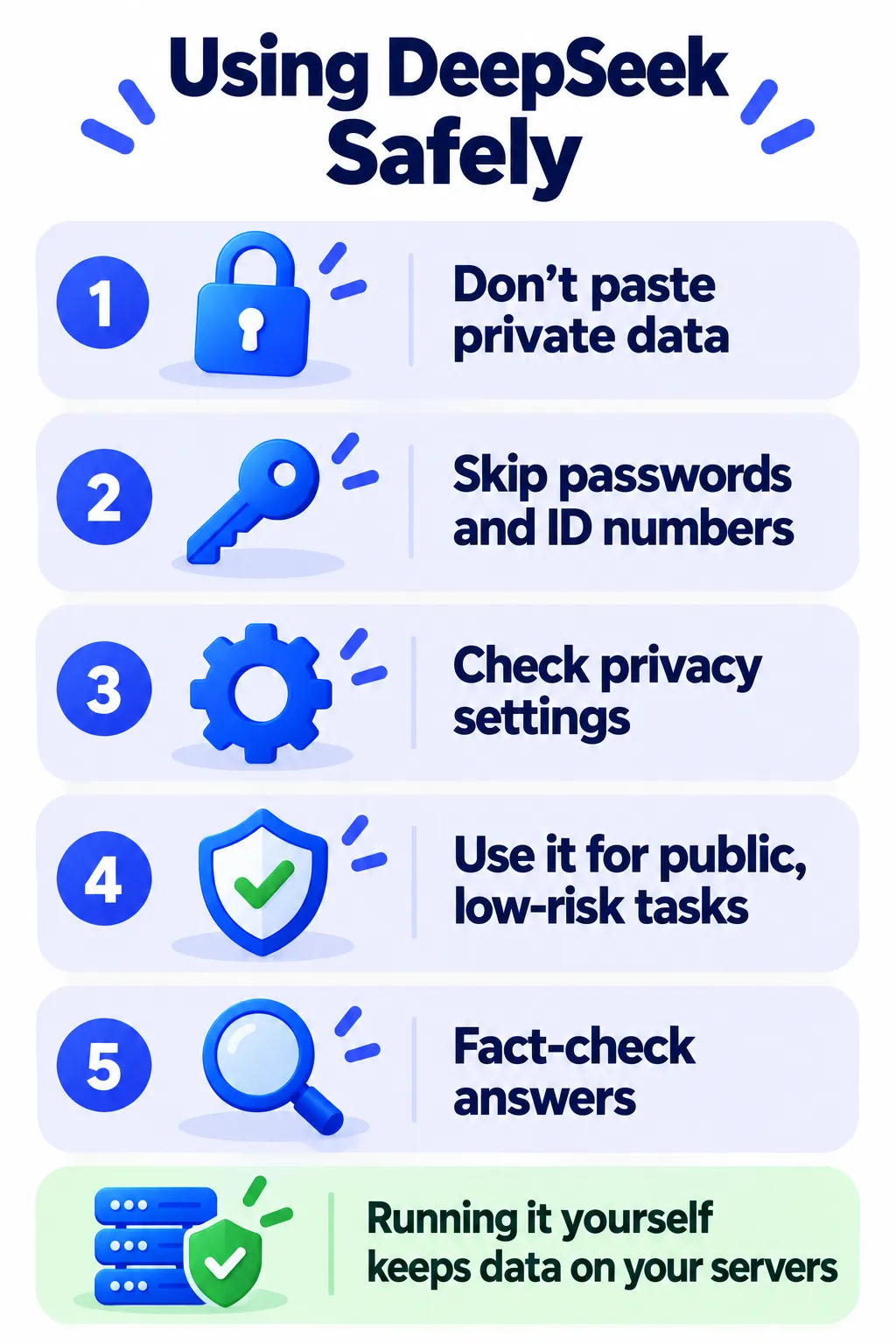 Safety tips checklist for using DeepSeek